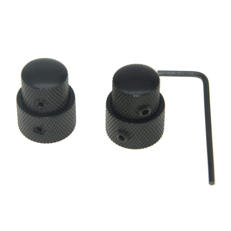KAISH Pack of 2 Metal Dual Concentric Stacked Control Knobs Guitar Bass Parts for Electric Guitar Bass Black - Image 4
